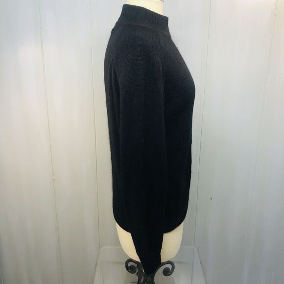 Vintage Crystal Sportsware Large Black Sweater Silk Angora Blend Long Sleeve - Picture 2 of 10